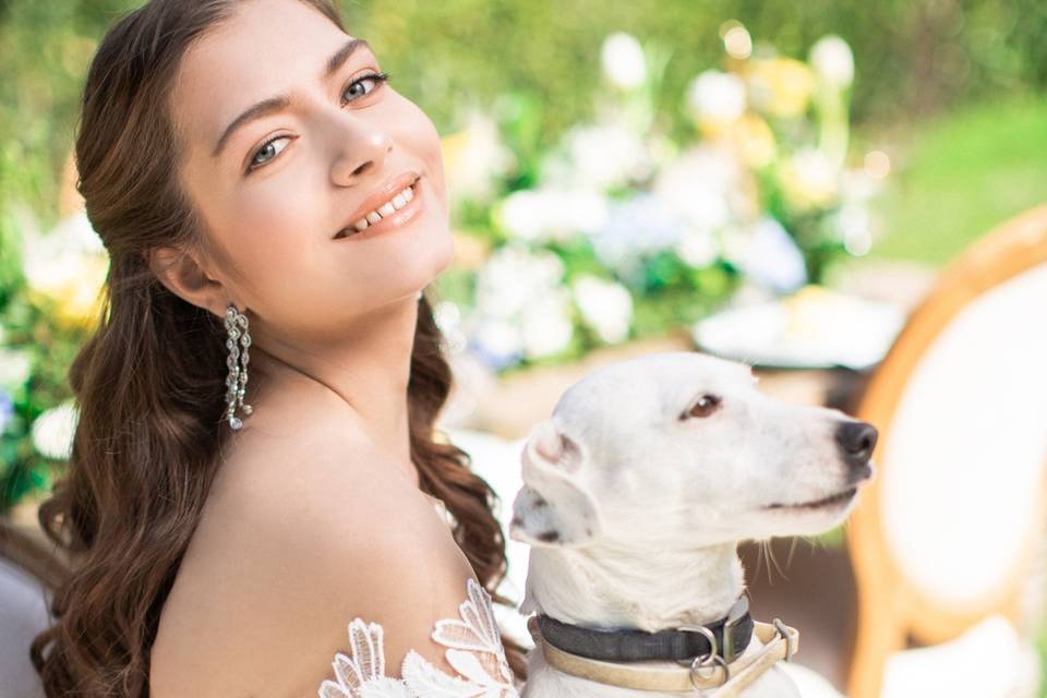 Bride with her dog