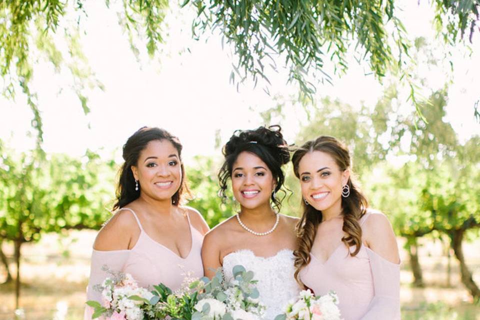 Bride and bridesmaid