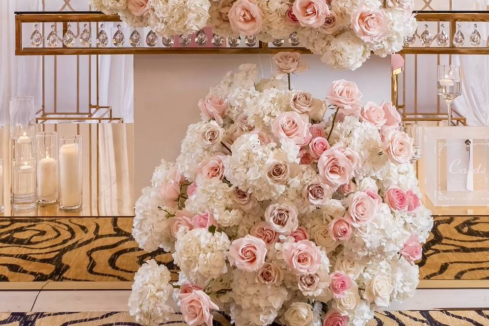 Pink & white sweetheart table