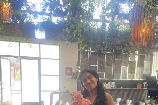 Having fun setting up flowers!