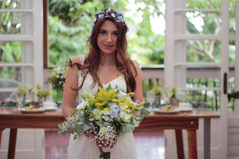 Bride with bouquet in hand