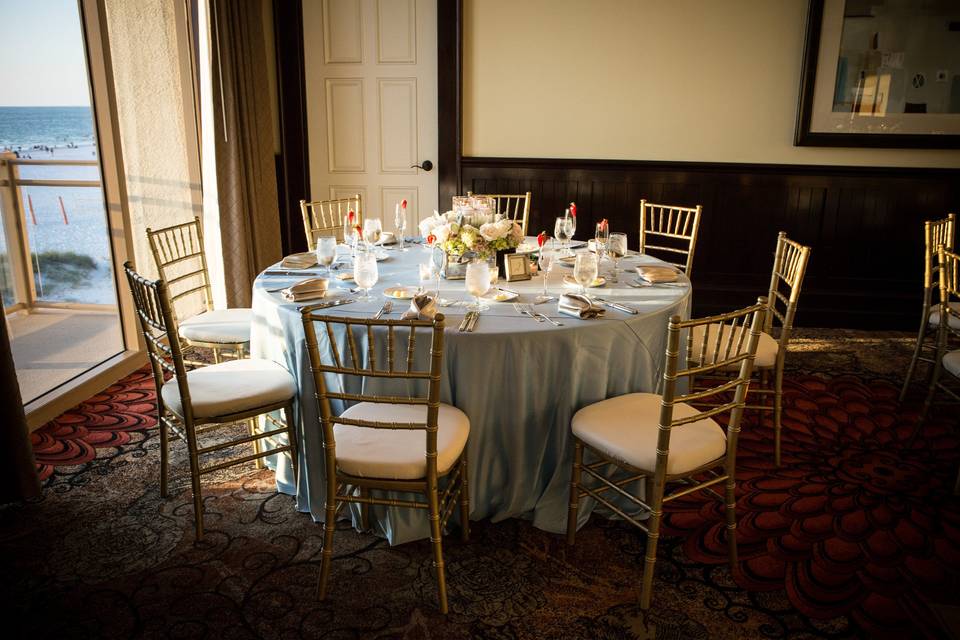 Table setup with centerpiece