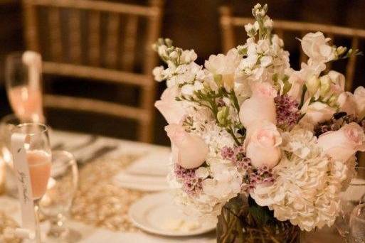 Gold & white guest tables