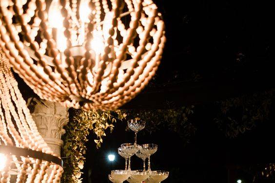 Champagne tower at night