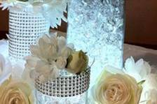 Table setup with flower centerpiece