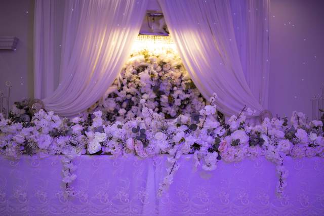 Decorated stage flower backdro