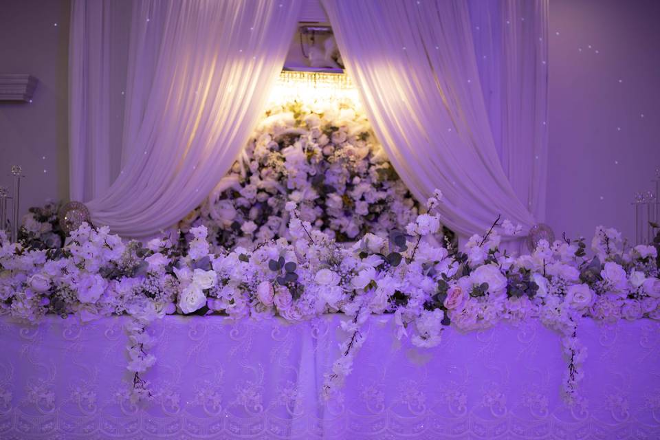 Decorated stage flower backdro