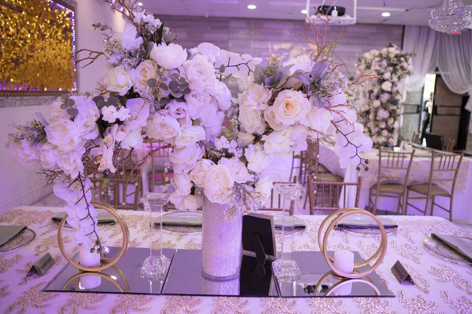 Decorated stage flower backdro