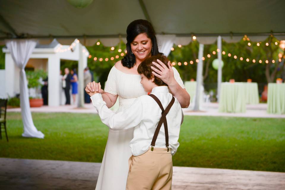 Bride and son dance