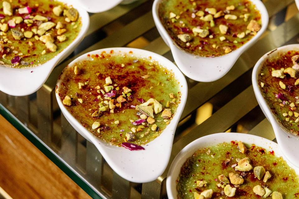 Pistachio Rose Creme Brulee