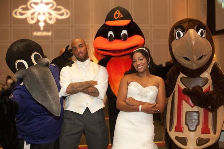 Mascot wedding reception