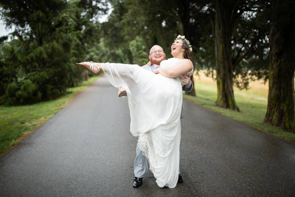 Happy bride and groom