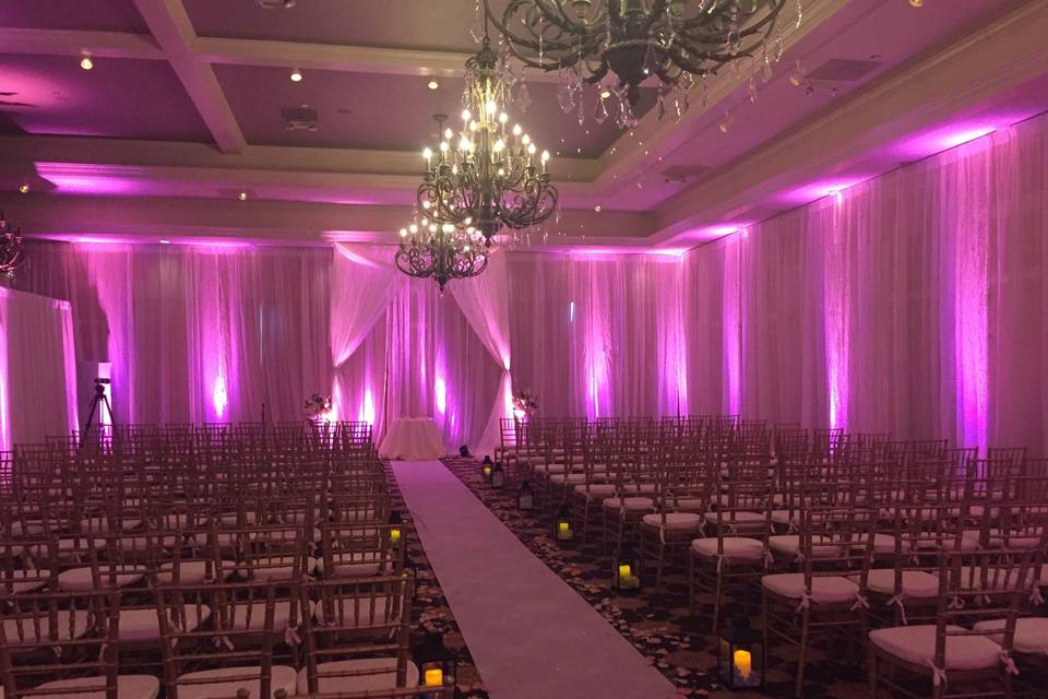 Pink ceremony lighting