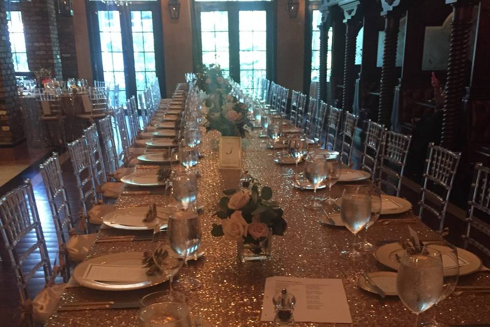 Table setup with gold details