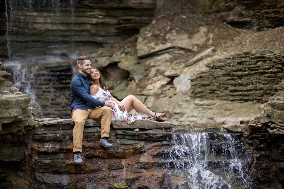 Waterfall engagement session