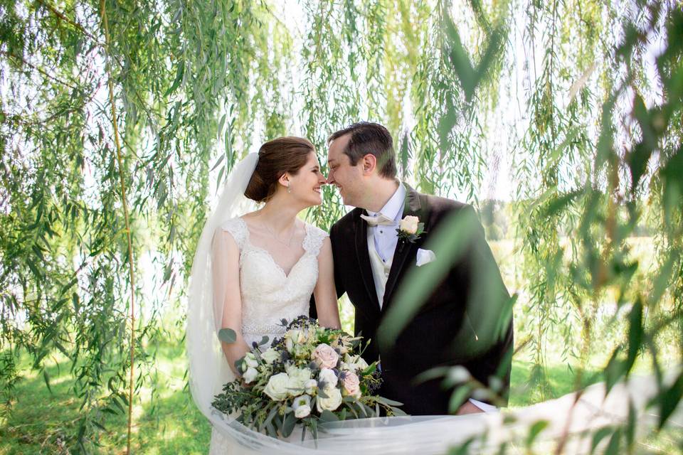Willow tree wedding photograph