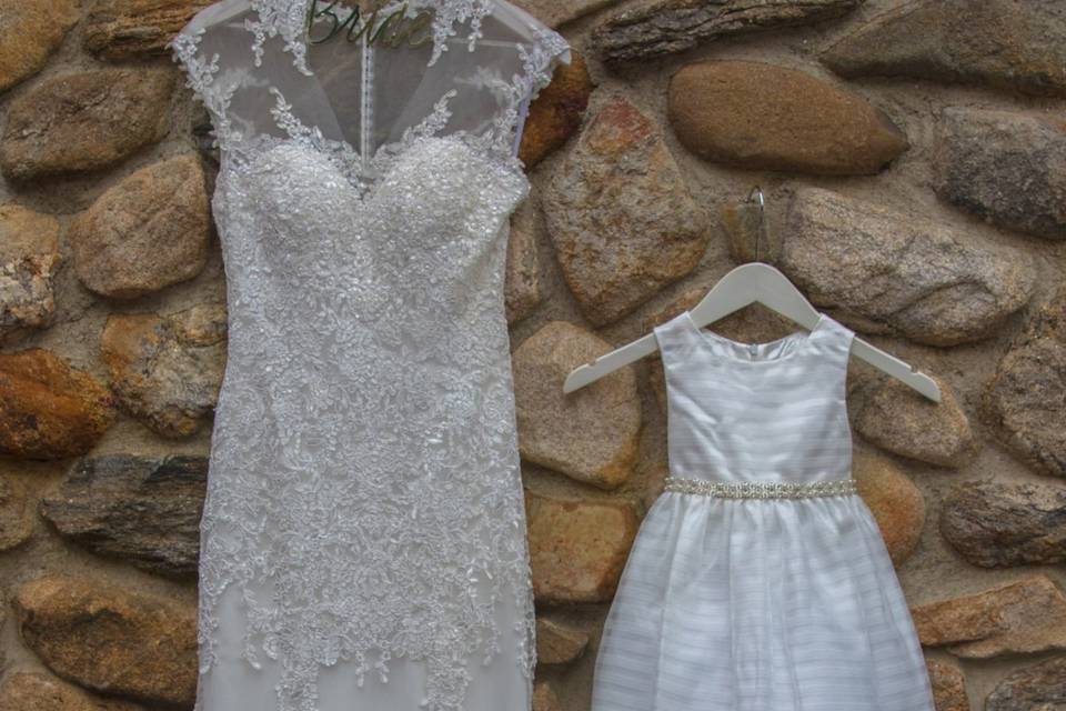 Bride and daughter's dress