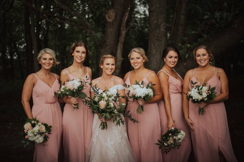 Bride and bridesmaids