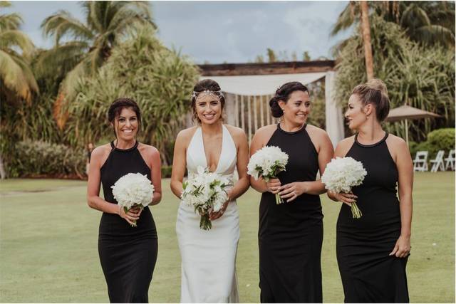 Bride and the bridesmaids