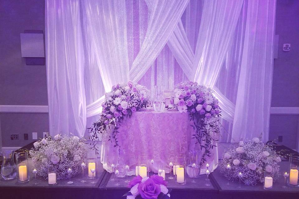 Sweetheart table and cake display