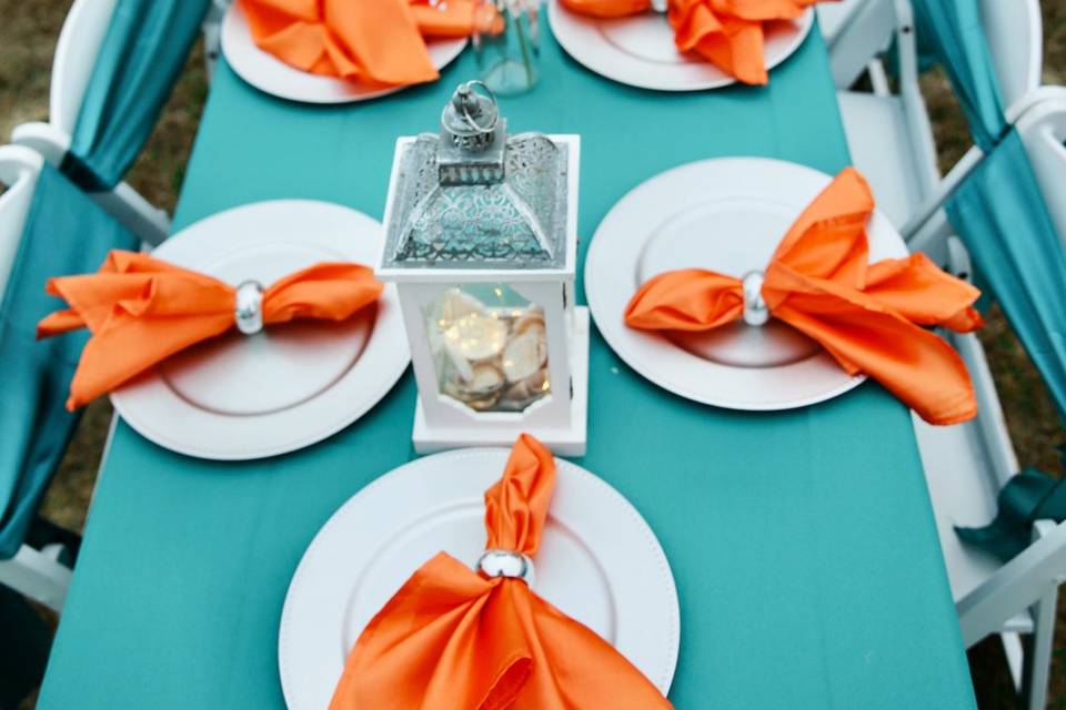 Orange+ turquoise reception