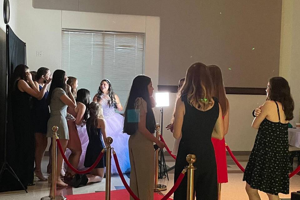 Red carpet and stanchions