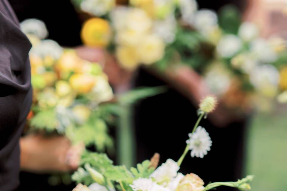 Happy, yellow maid bouquets