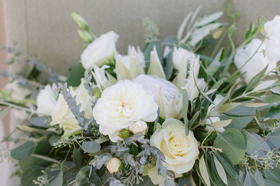 White & Dusty Green Wedding