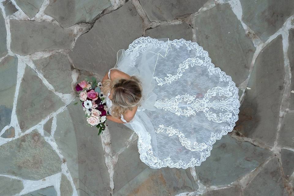 Aerial photo of bride