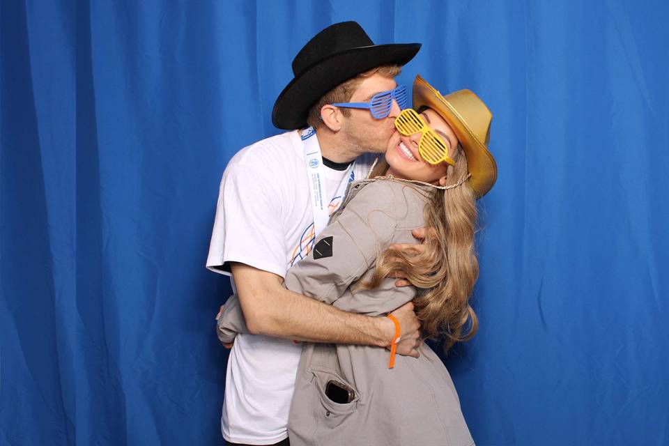 Cute Couple with Blue Backdrop