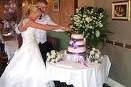 Couple slicing the cake