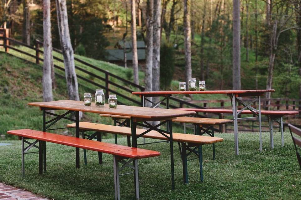 Fun and functional biergarten tables and benches