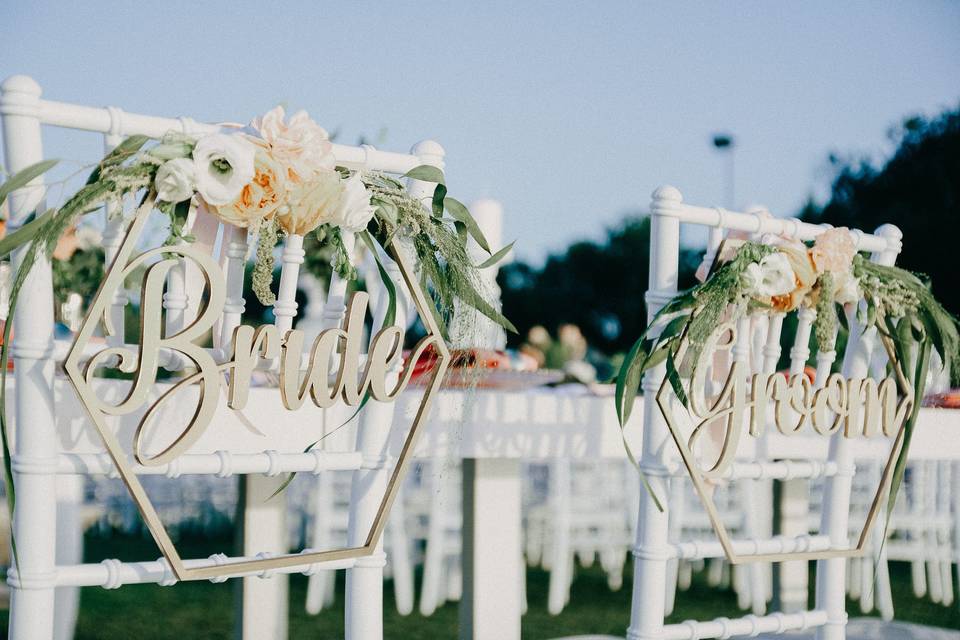 Bride & grooms signs