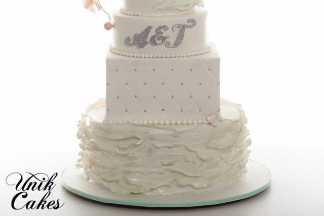 Wedding cake with silver bits