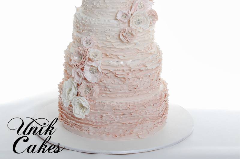 Wedding cake with soft pink layers