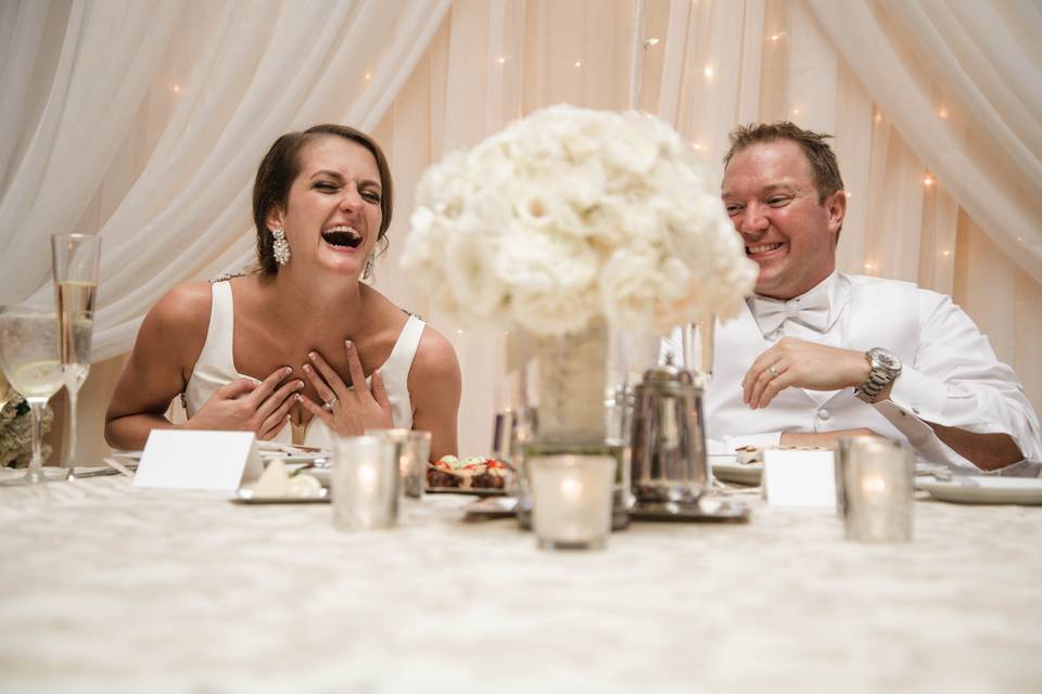 Bride laughing