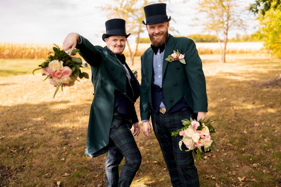 Grooms with flowers