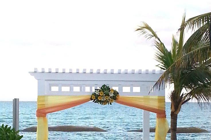 Beach wedding setup