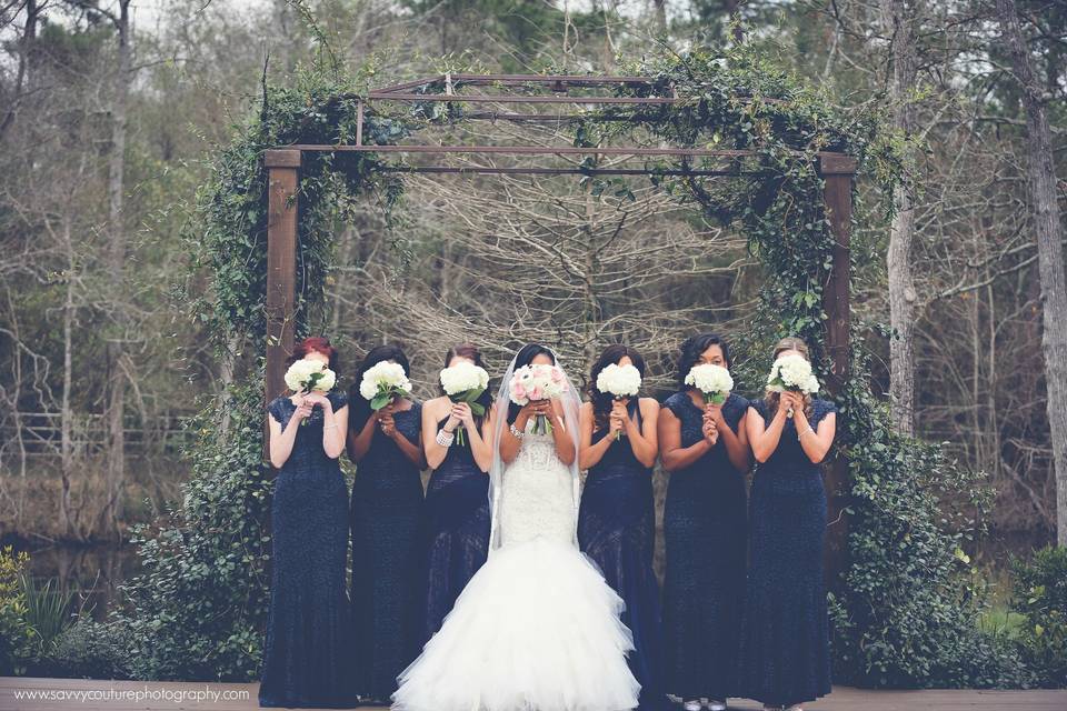 The bride with her bridesmaids