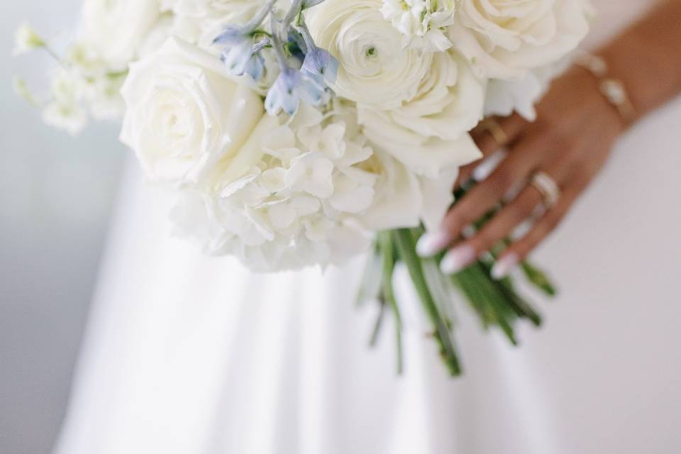Blue and white