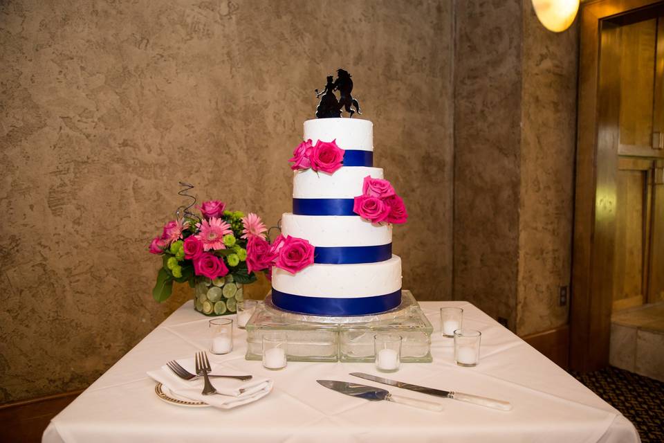 Multiple layered wedding cake