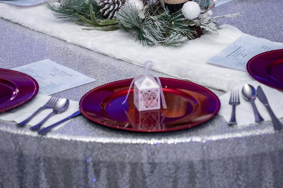 Table with winter decor
