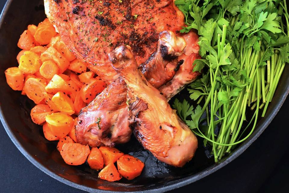 Carving Station Entree-Boneless Herb Roasted Chicken with Glazed Carrots