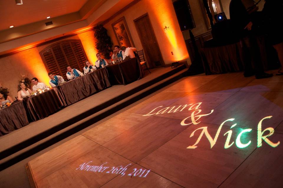 Wedding monogram uplighting