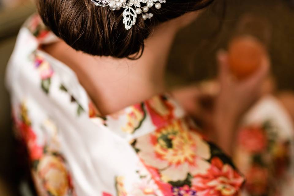 Bridal hair accessory in updo