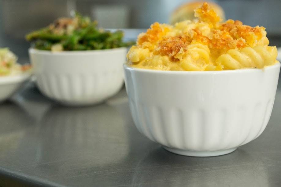 Scratch Made Mac & Cheese with Country Style Green Beans.