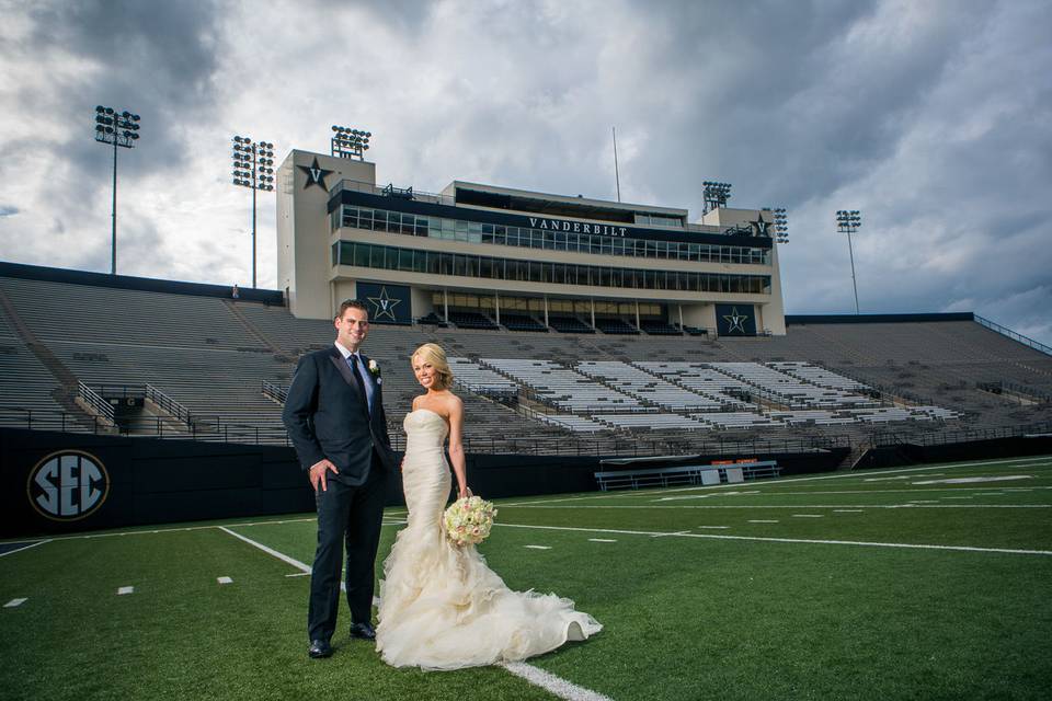 Bride and Groom Portrait at Vanderbilt Stadium