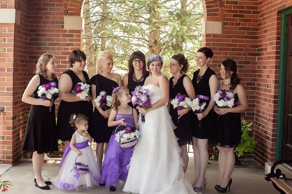 The bride with her bridesmaids and flower girls