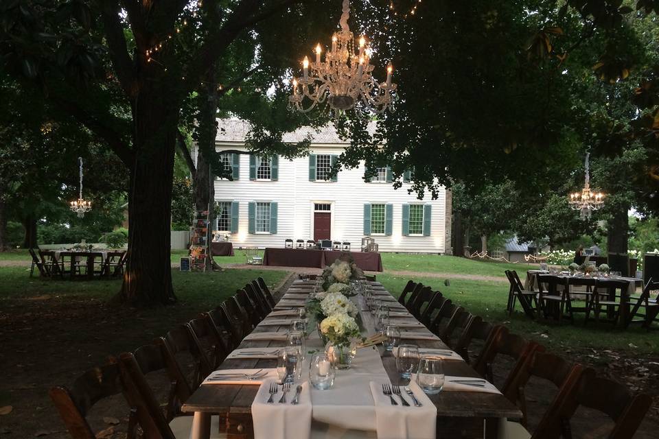 Chandelier above the guest table