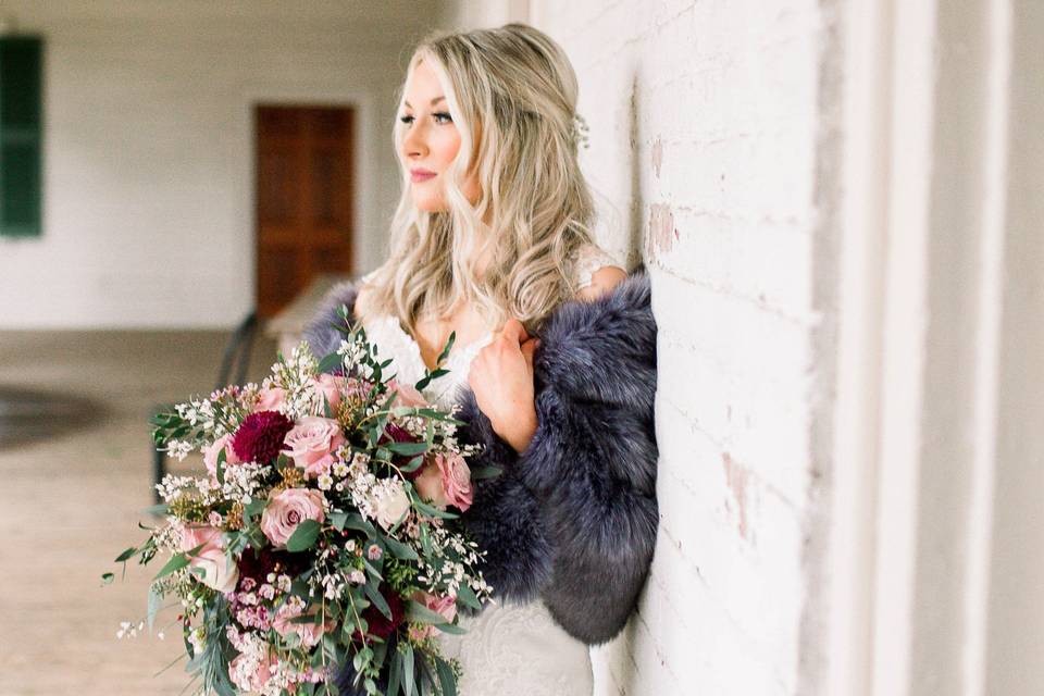 Bride on porch